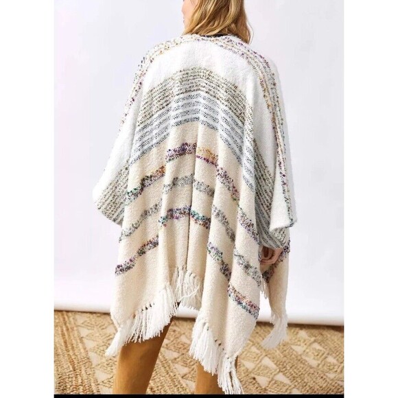 Anthropologie Fringe Kimono Cardigan Sweater OS Open Front Shunky Oversize Boho - Picture 16 of 16